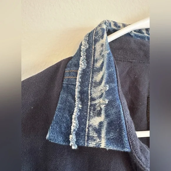 Vintage Diesel Black Polo Shirt with Denim Collar Detail Casual Cotton‎ Classic - Picture 5 of 11